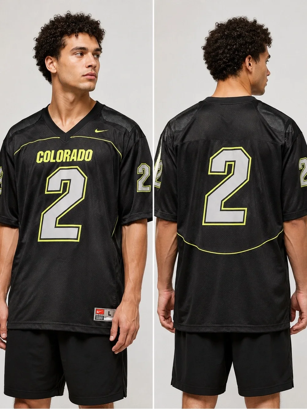 Nike Colorado Football Jersey #2 Black Neon Green Men’s Large
